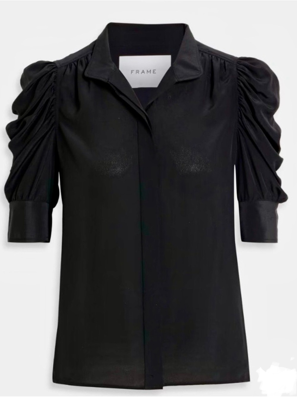 Frame | Gillian Puff-Sleeve Silk Top - Picture 4 of 8